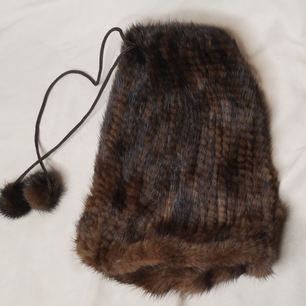 Brown mink fur hat